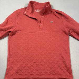 SWEATSHIRT Vineyard Vines WOMENS MEDIUM Quilted Placket 1/4 Snap MAROON EUC